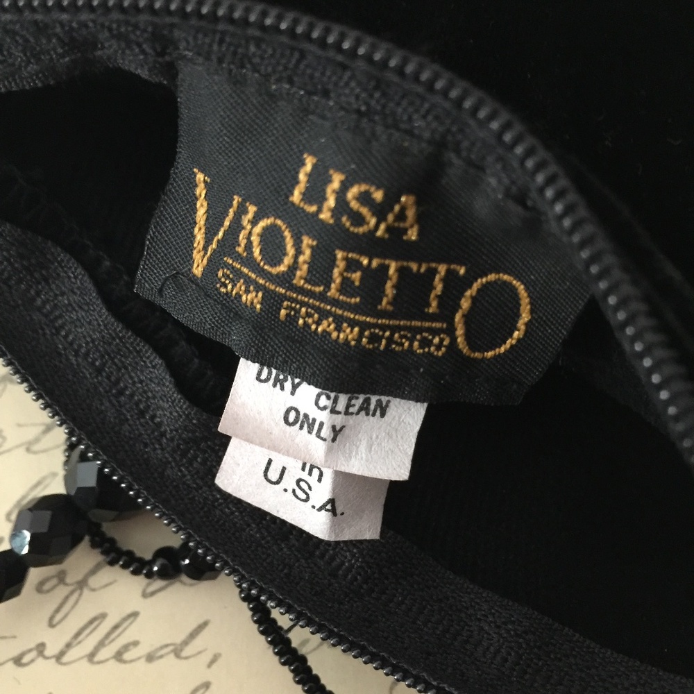 LISA VIOLETTO SF Mini Black Velvet Crossbody Bag - Picture 4 of 4